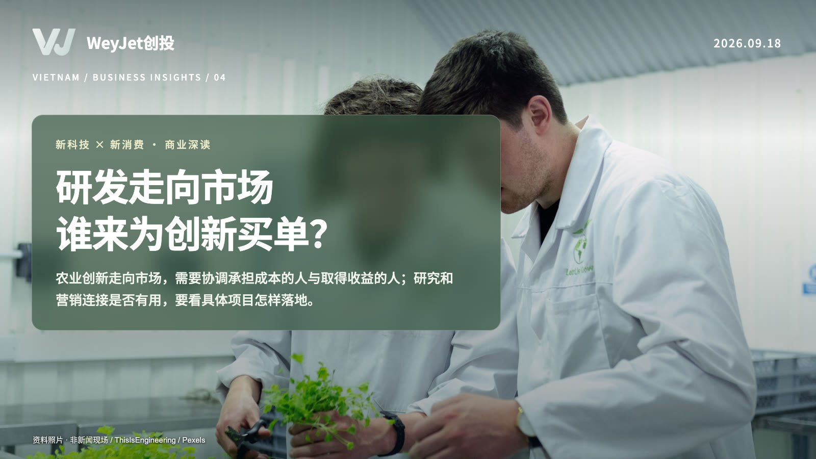 农业创新商业化主题资料照片与WeyJet原创分析标题